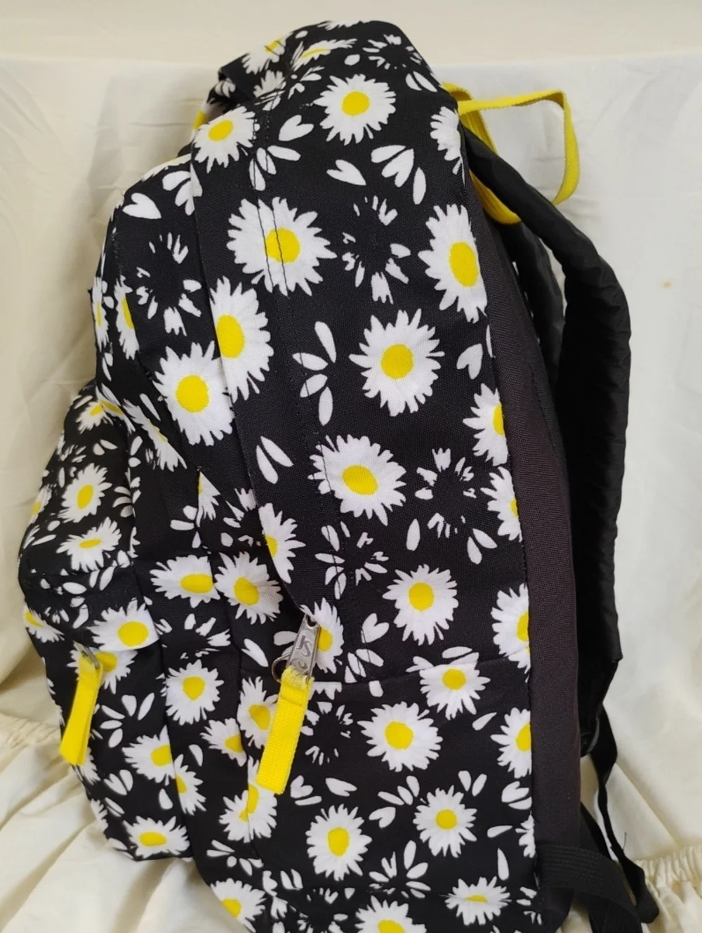 Jansport Black Daisy Backpack with Yellow Accents